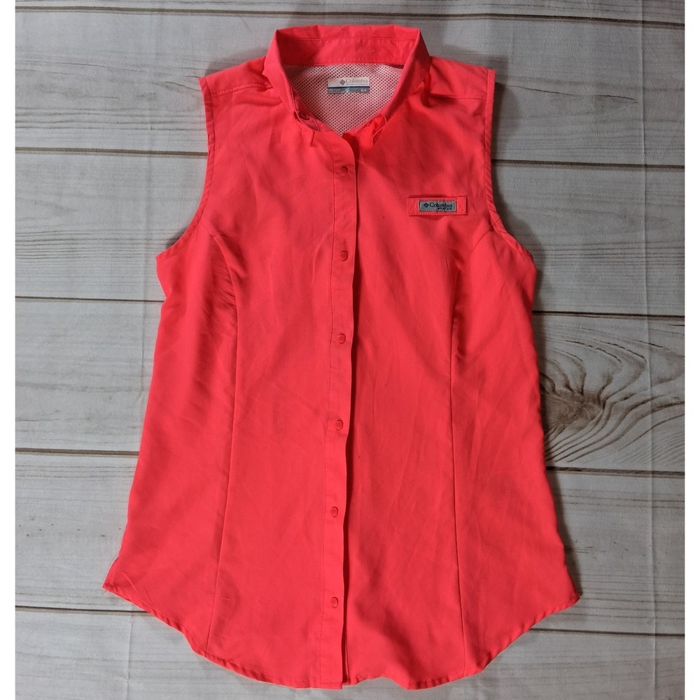 Columbia PFG Tamiami Sleeveless Fishing Shirt Women's Small Coral Vented UPF